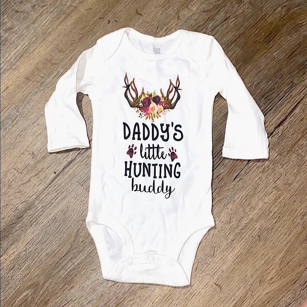 Carter's White Bodysuit with Hunting Design 3m NWOT